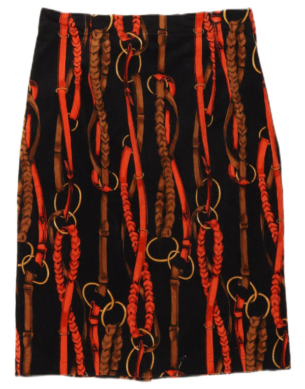 Fusta din velur cu model abstract pentru femei vintage W26 Mic Negru