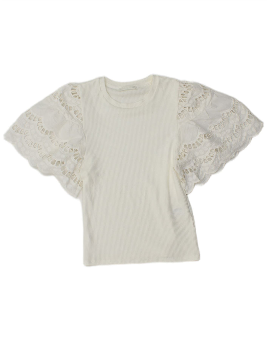 Bluză Zara pentru femei Crop Batwing Top UK 8 Small White Viscose