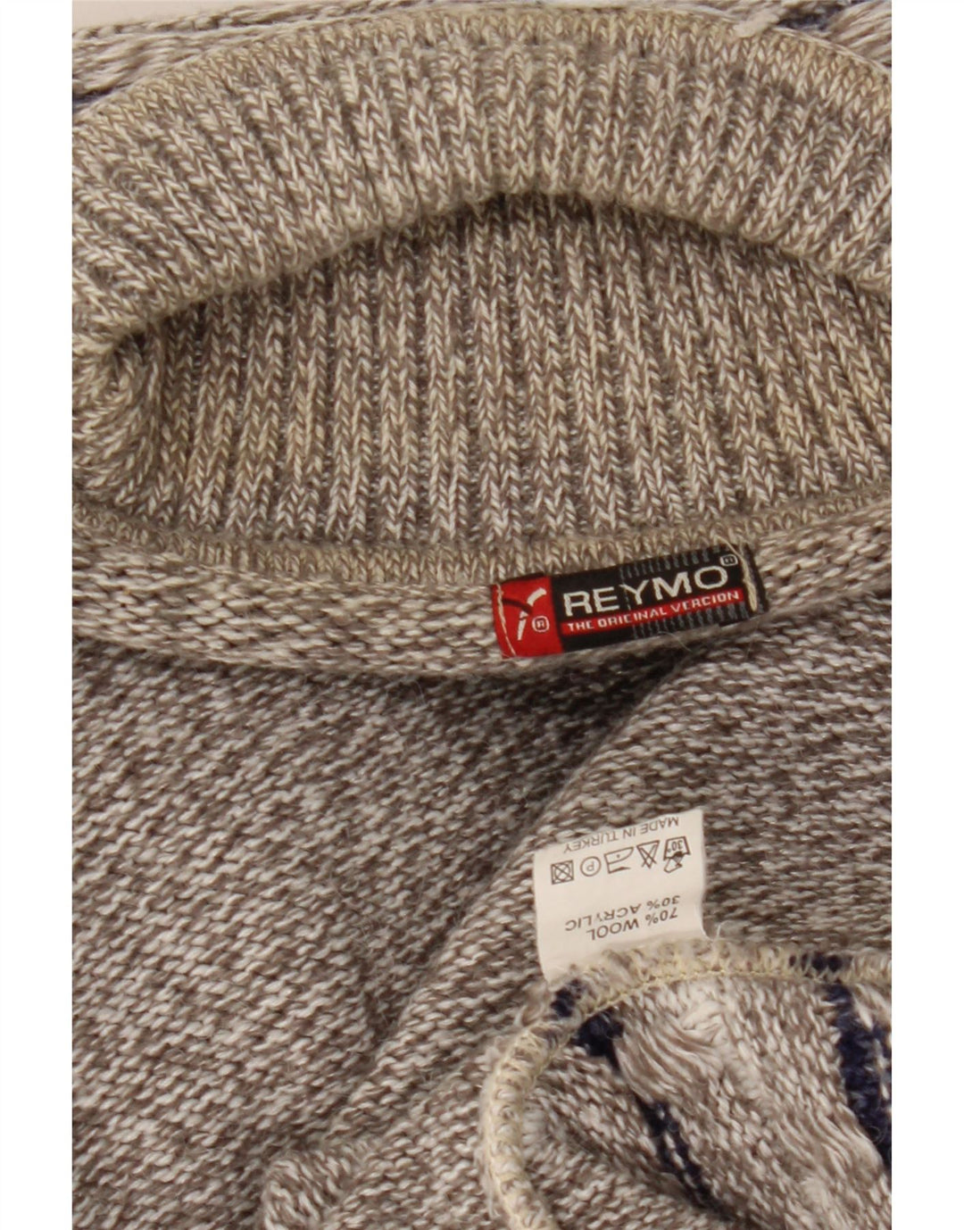 Pulover vintage pentru bărbați cu gât rulat, lână mare cu dungi gri