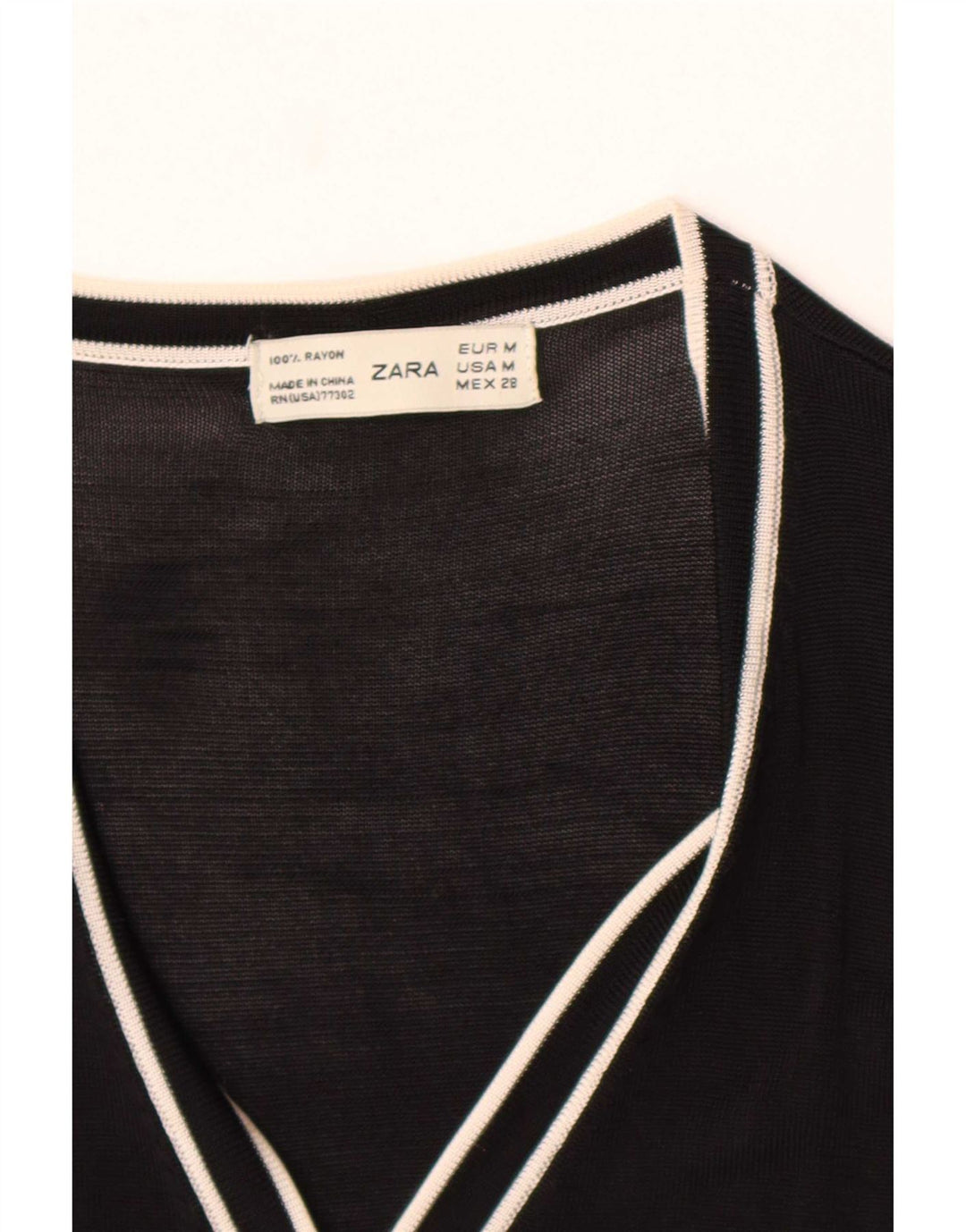 Pulover cardigan pentru femei Zara UK 12 Medium Black Colorblock Rayon