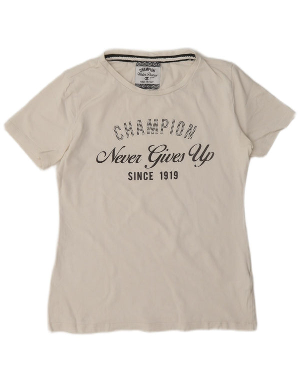 Tricou grafic Champion pentru femei Top UK 12 Medium White Bumbac