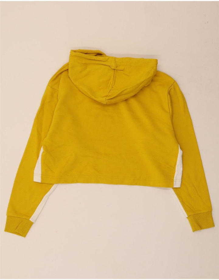 Pulover PUMA Crop Oversized Hoodie pentru femei UK 10 Small Yellow Colorblock
