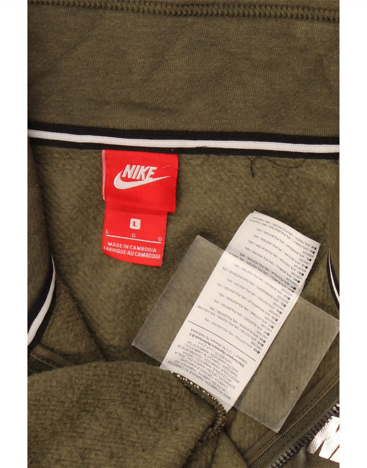 Pulover Nike pentru femei, supradimensionat, cu grafic, cu fermoar, cu gât, UK 16, mare, kaki
