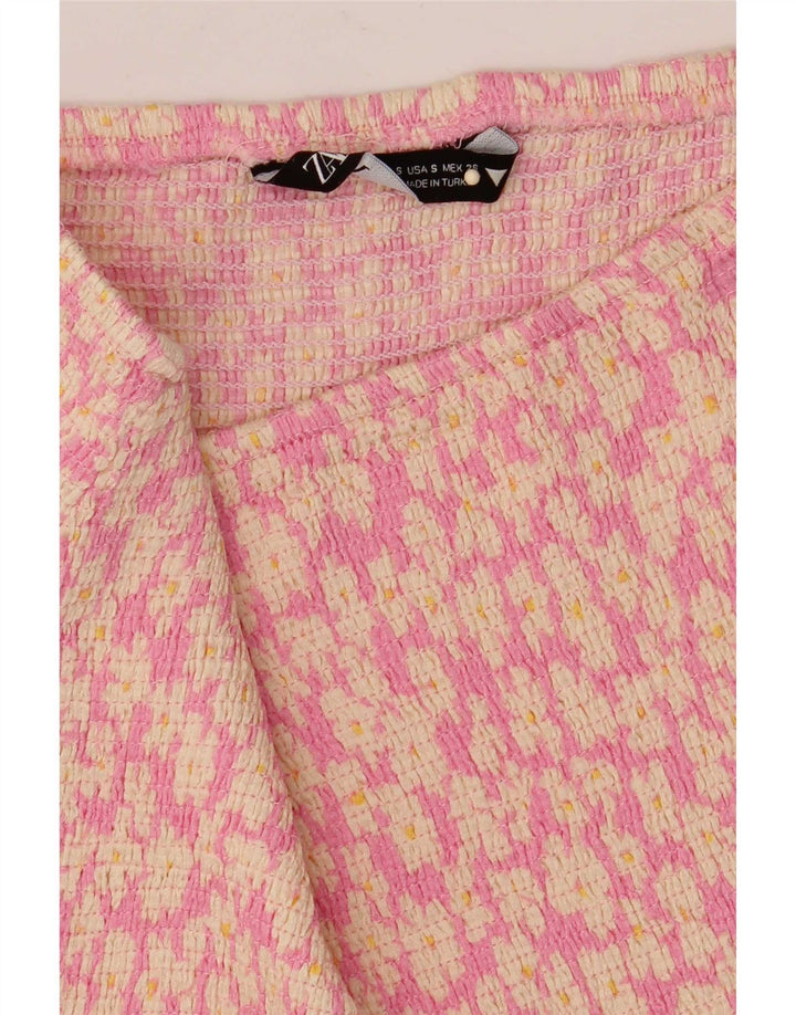 Fusta Mini Volane Zara Femei Mic W26 Roz Floral