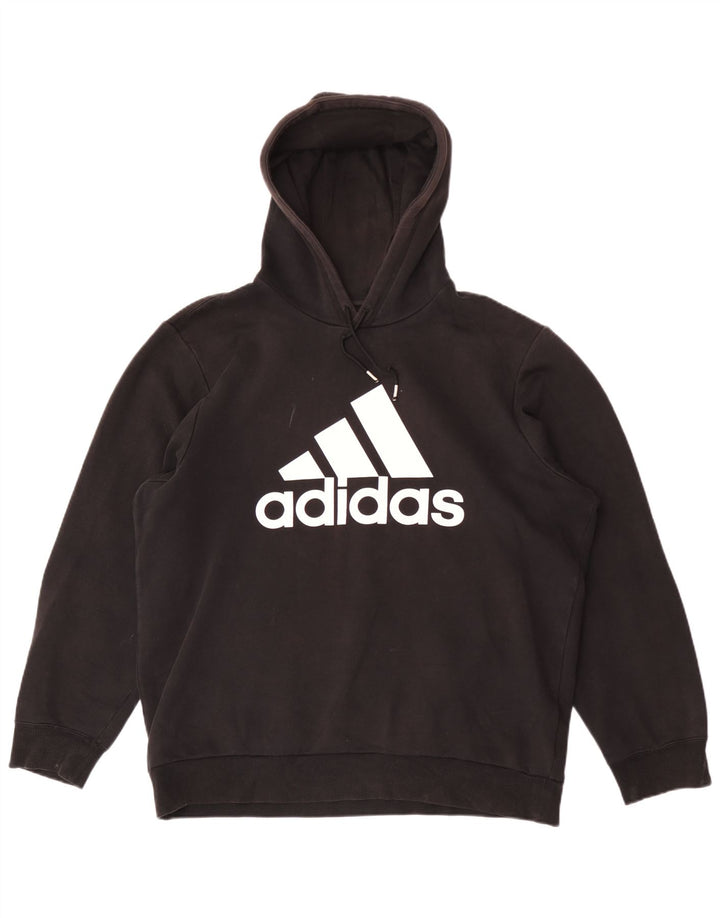 Pulover Adidas pentru bărbați cu glugă grafic mare, negru