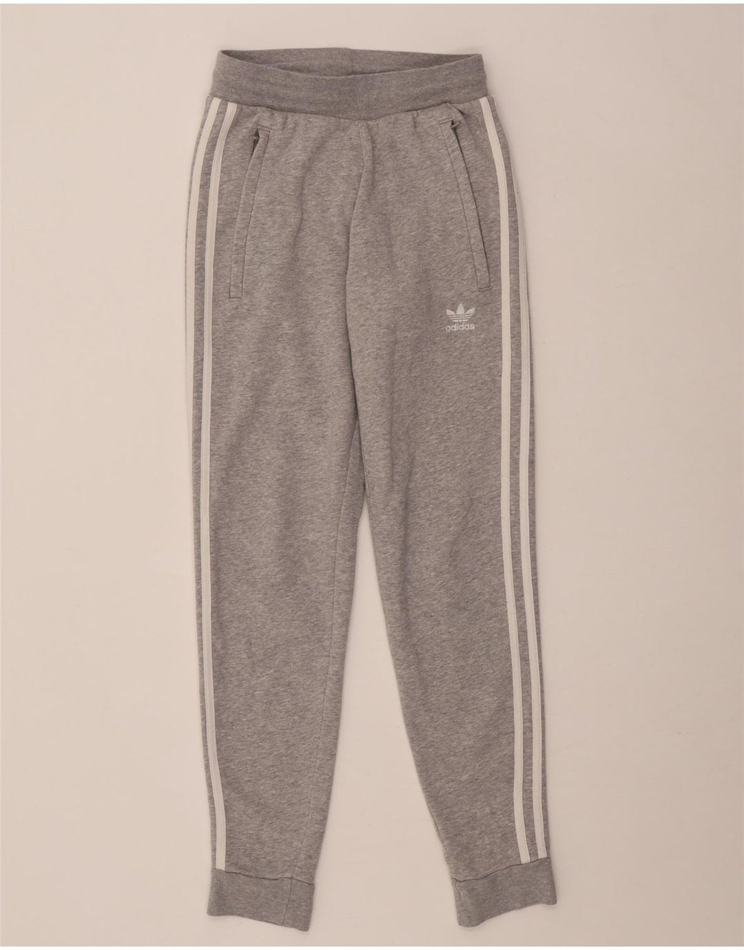 Pantaloni de trening Adidas pentru femei Joggeri din bumbac cu pete gri mediu