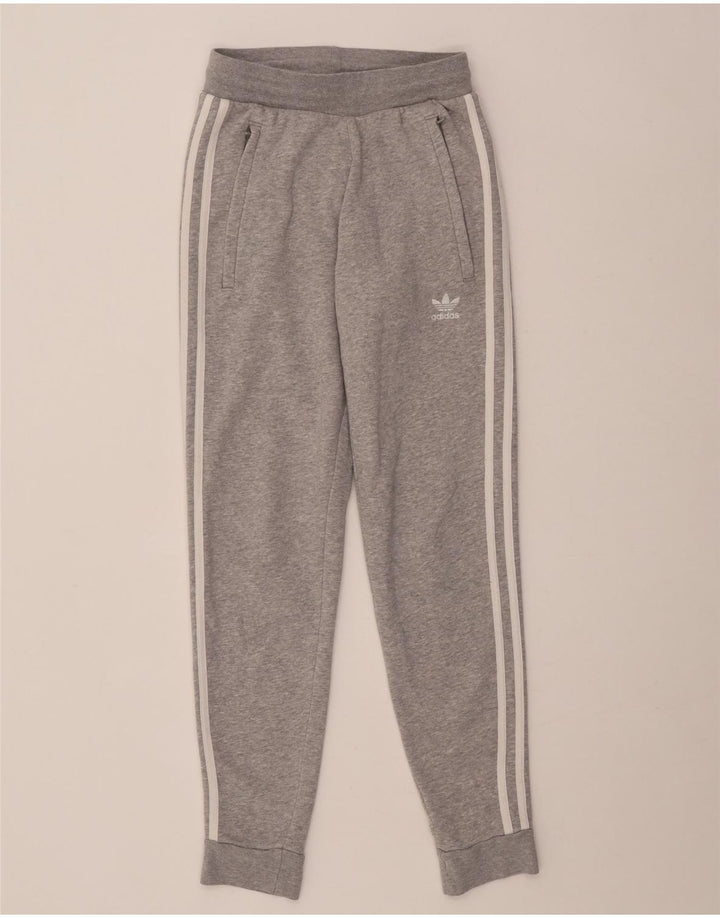 Pantaloni de trening Adidas pentru femei Joggeri din bumbac cu pete gri mediu