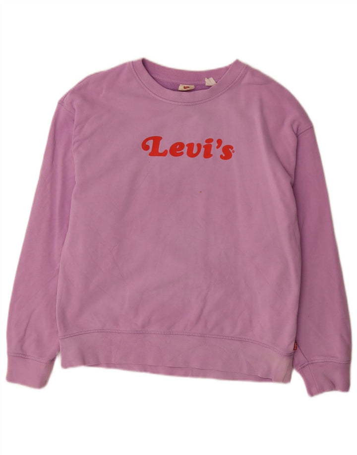 Levi's Pulover supradimensionat cu grafic pentru femei UK 10 Bumbac violet mic