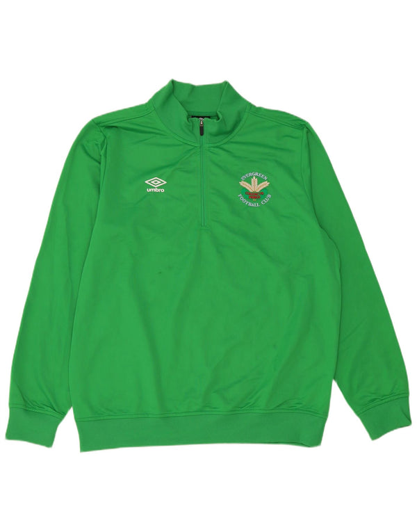 Pulover pentru bărbați Umbro, cu grafic, cu fermoar, cu gât, din poliester verde