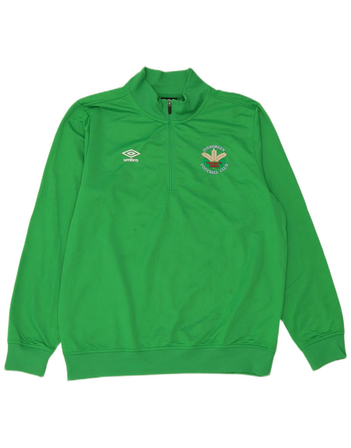 Pulover pentru bărbați Umbro, cu grafic, cu fermoar, cu gât, din poliester verde