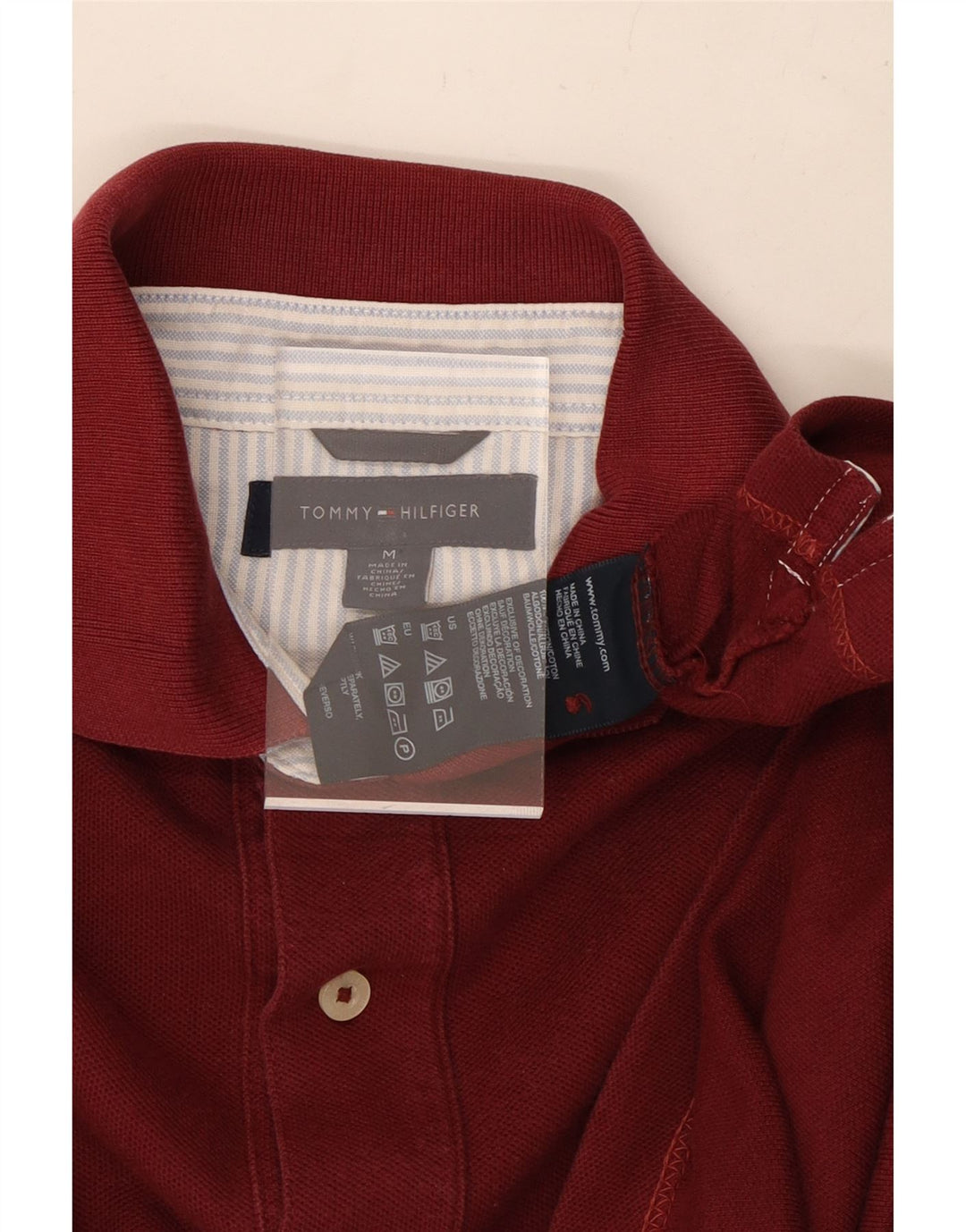 Tricou polo TOMMY HILFIGER pentru bărbați, bumbac burgundy mediu