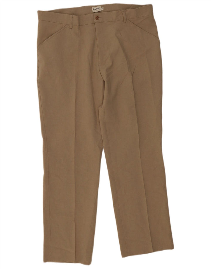 Farah Pantaloni Drepți Casual Bărbați L40 L31 Bej Poliester