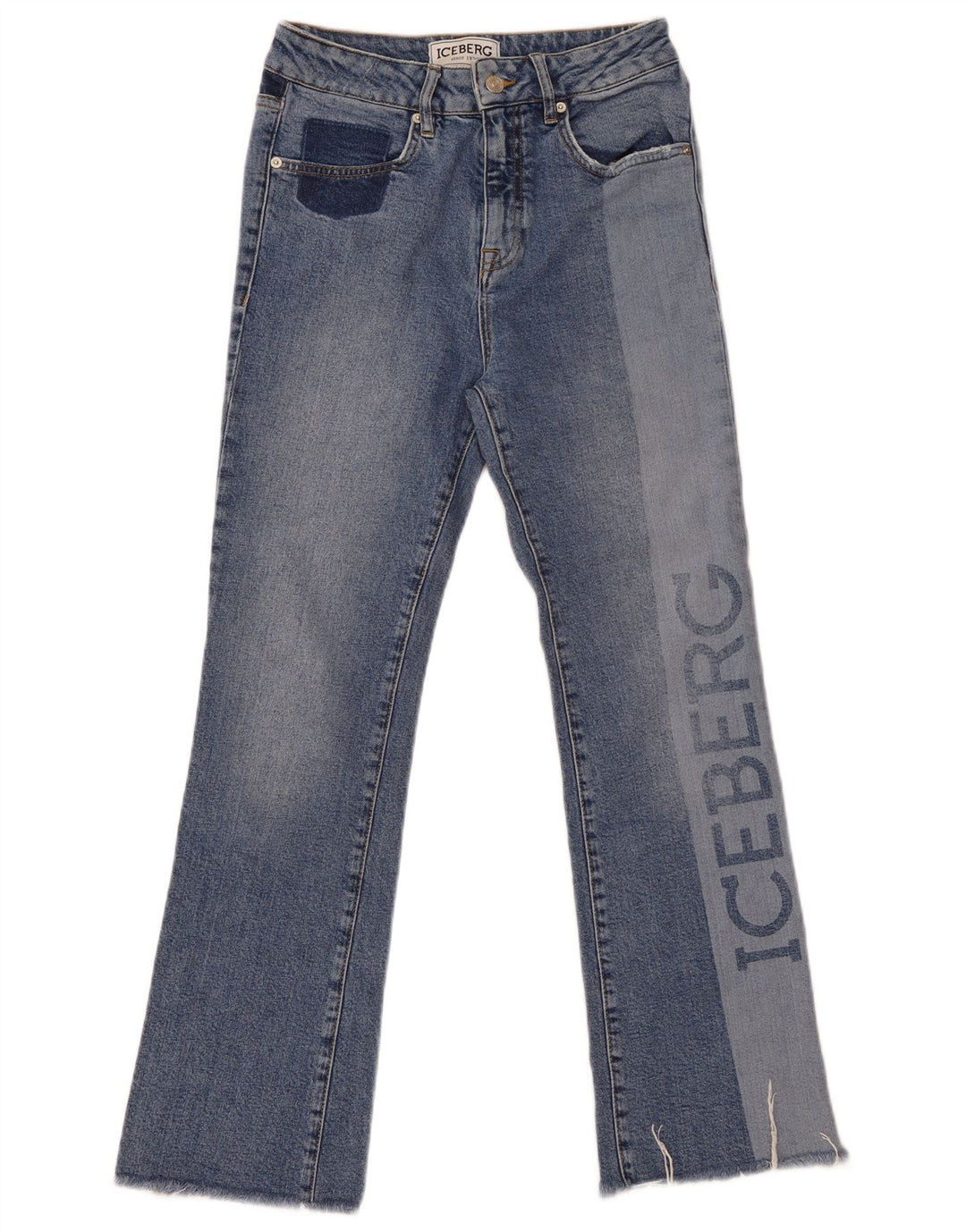Blugi Iceberg pentru femei cu grafic bootcut W27 L28, bumbac color block, albastru