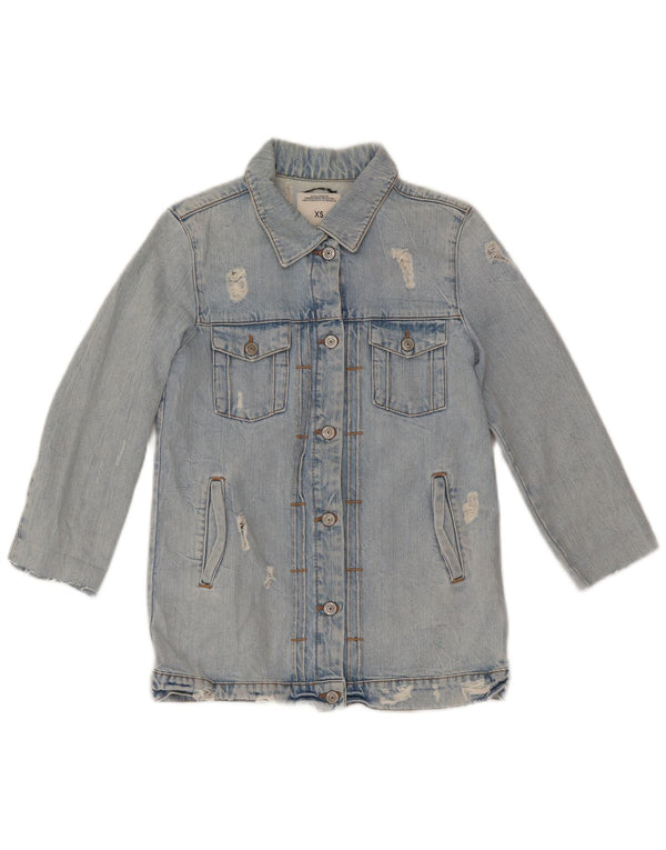 Jachetă din denim pentru femei, învechită, cu mâneci 3/4, UK 6 XS, bumbac albastru