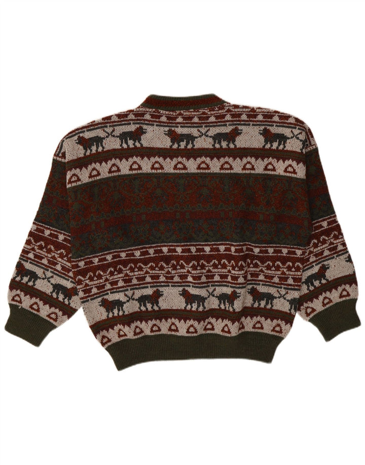 Pulover Vintage pentru bărbați cu gâtul turnat XL, multicolor, Fair Isle