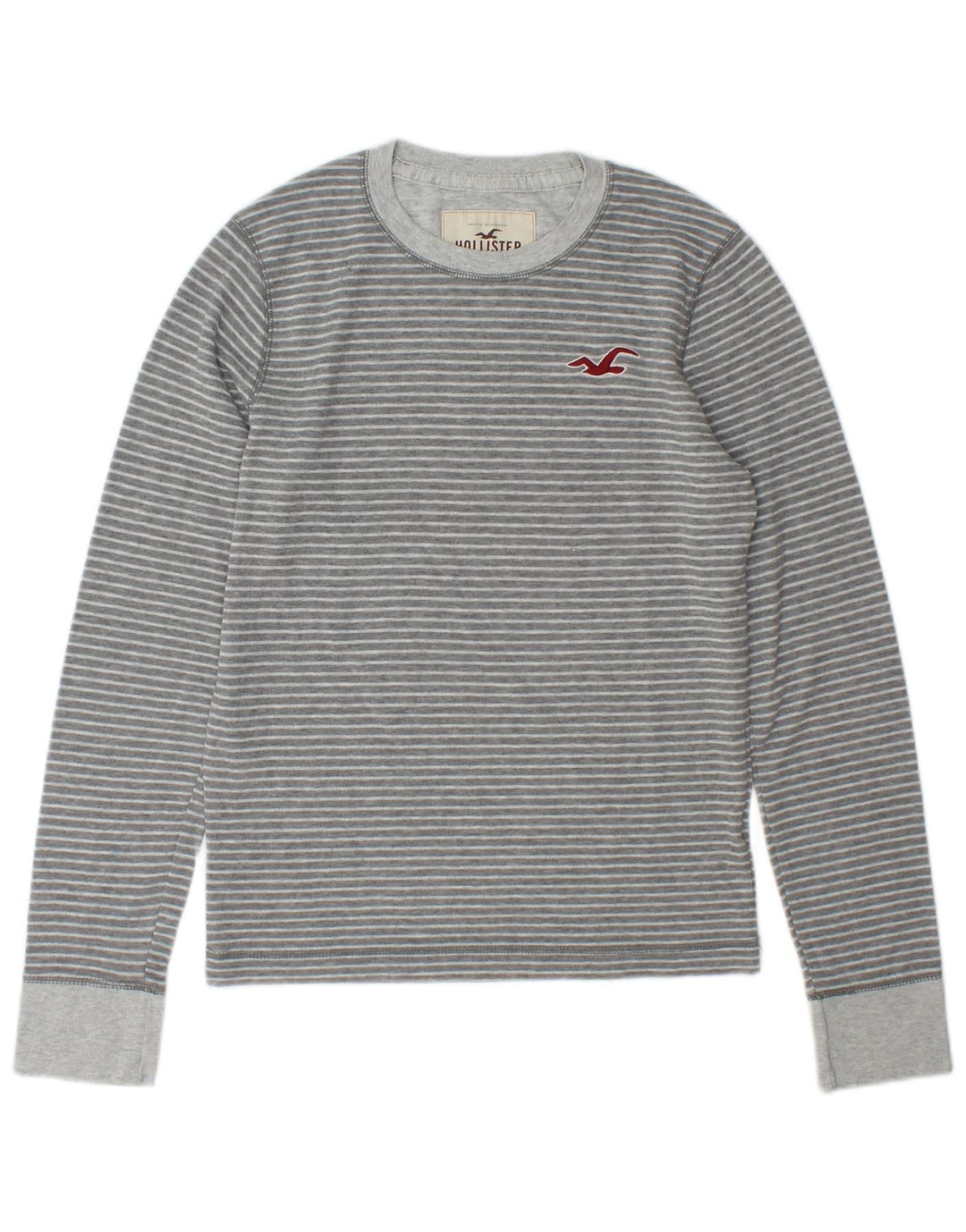 Top Hollister pentru bărbați cu mânecă lungă, gri mic, cu dungi