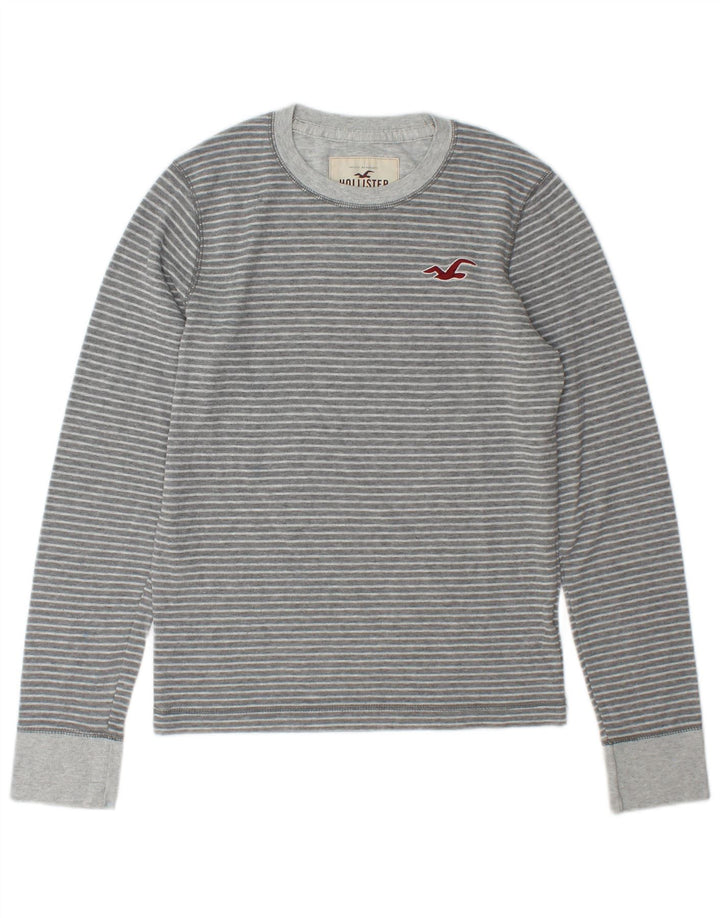 Top Hollister pentru bărbați cu mânecă lungă, gri mic, cu dungi