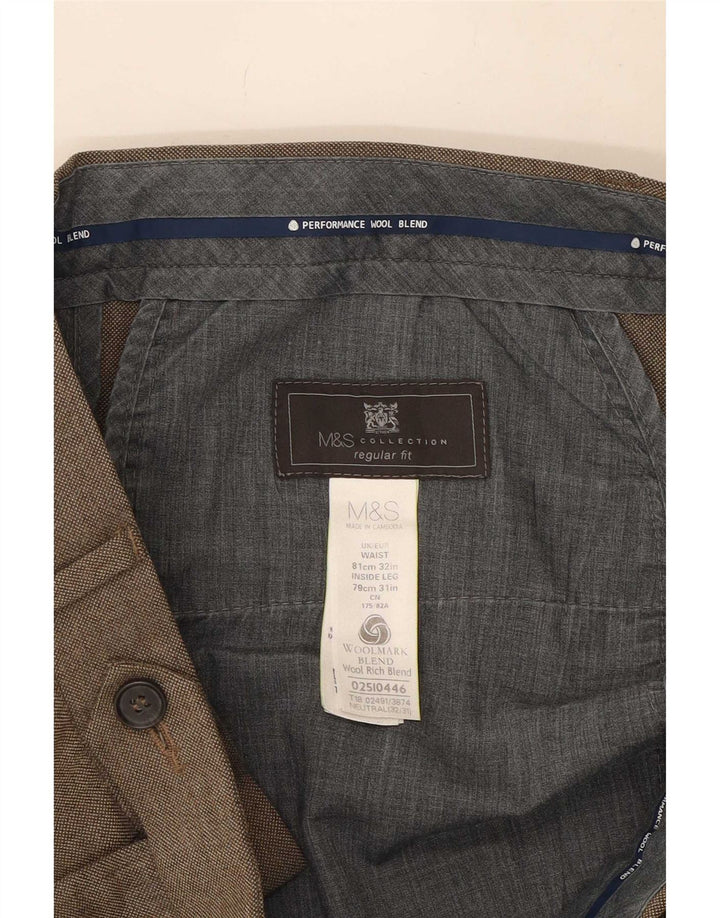 Pantaloni de costum pentru bărbați Marks & Spencer, cu tăiere obișnuită, L32 L31 Lână bej