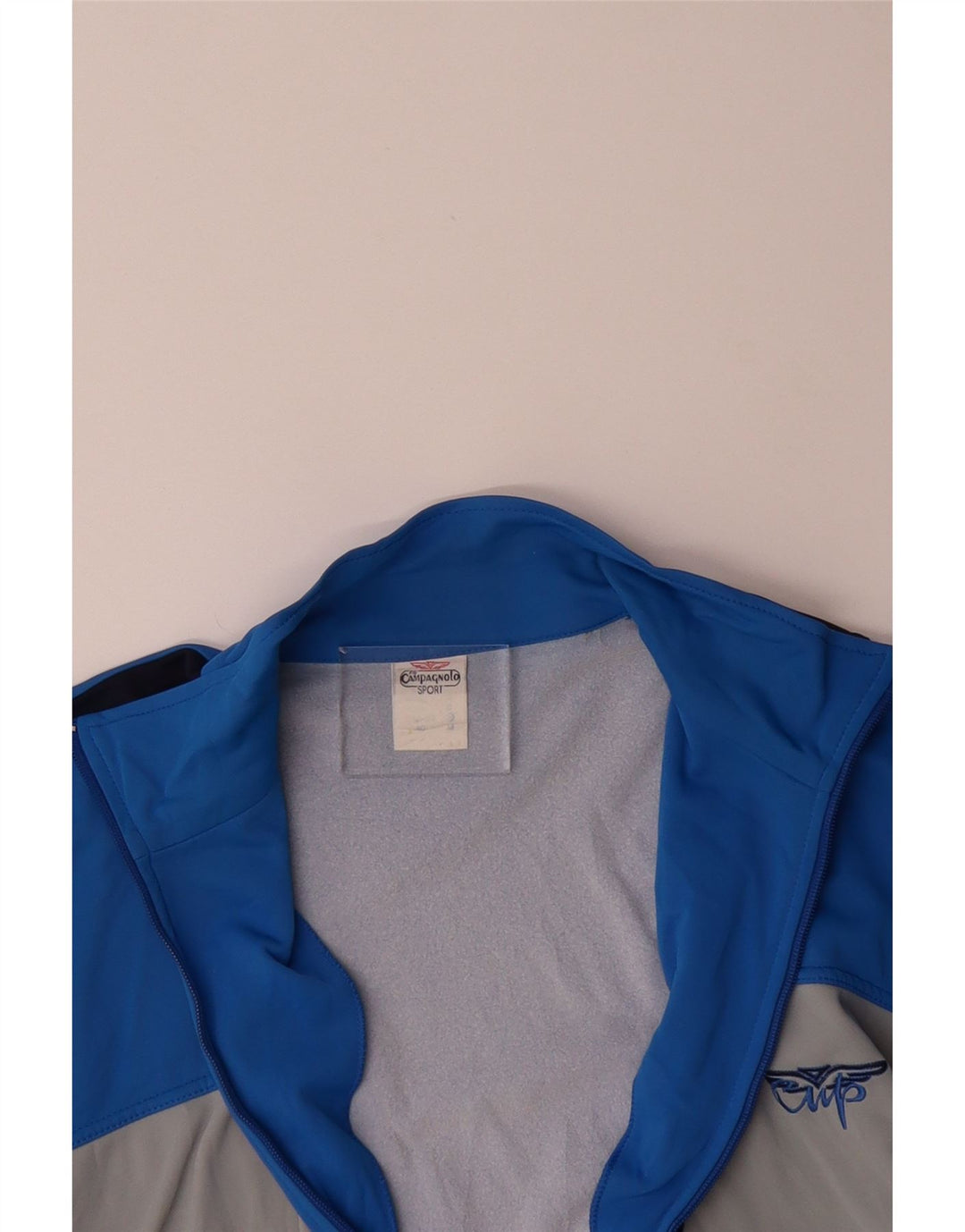 CAMPAGNOLO Mens Tracksuit Top Jacket Medium Blue Colourblock Triacetate