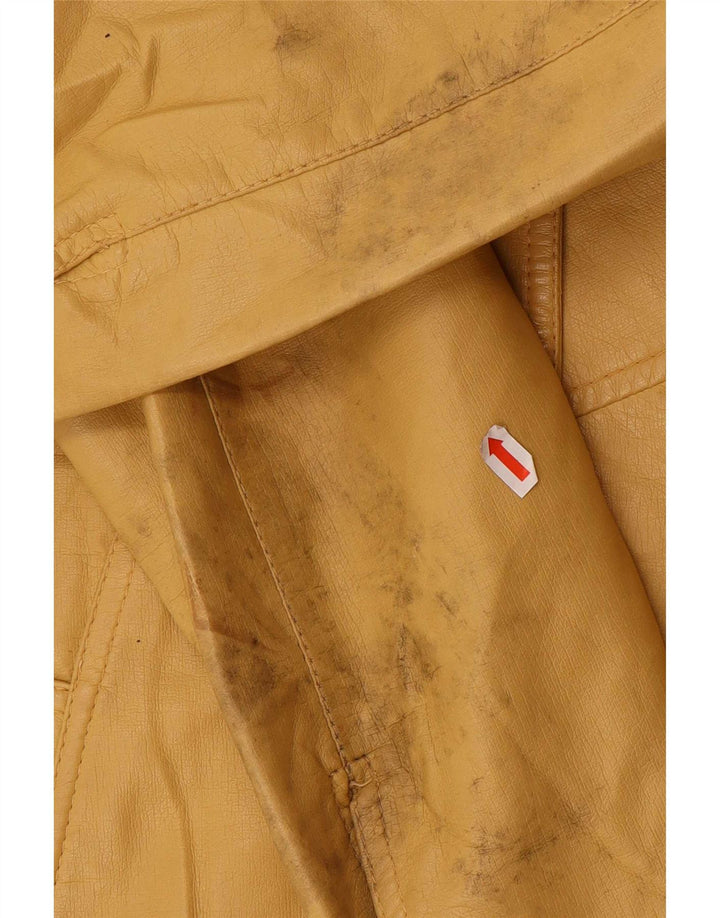 Jachetă de piele vintage pentru femei UK 8 Small Yellow