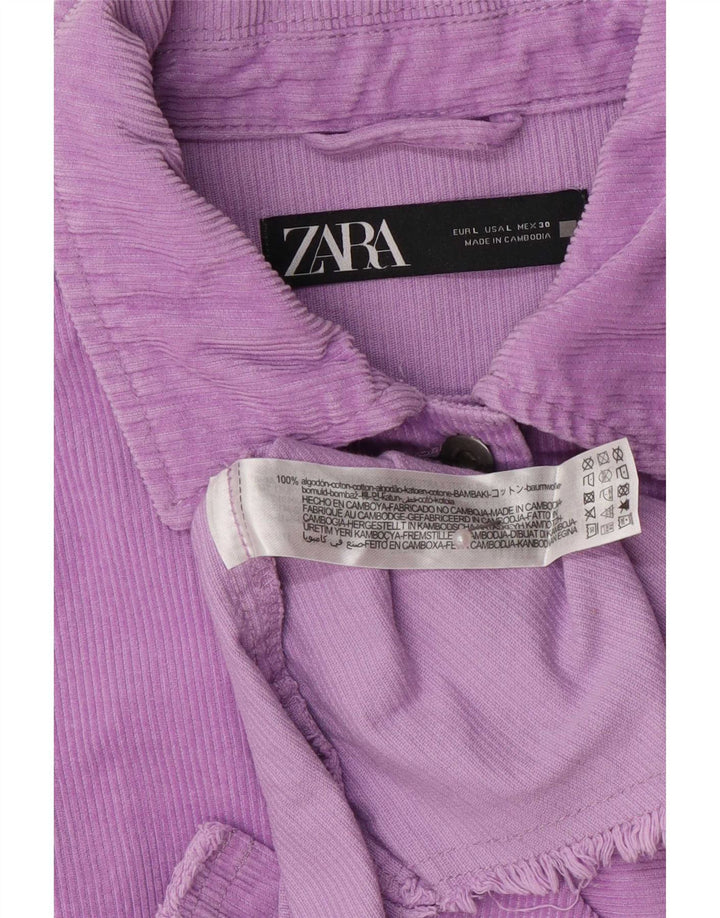 Jachetă oversize din velur pentru femei Zara UK 16 mare, mov, bumbac