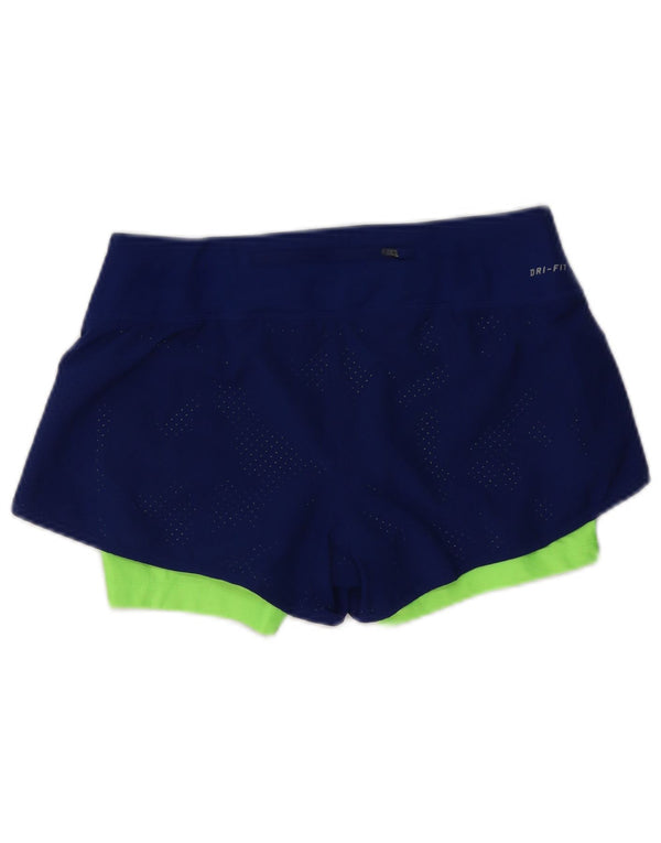 Pantaloni scurți sport Nike Dri Fit pentru femei UK 10 mici, bleumarin, color block