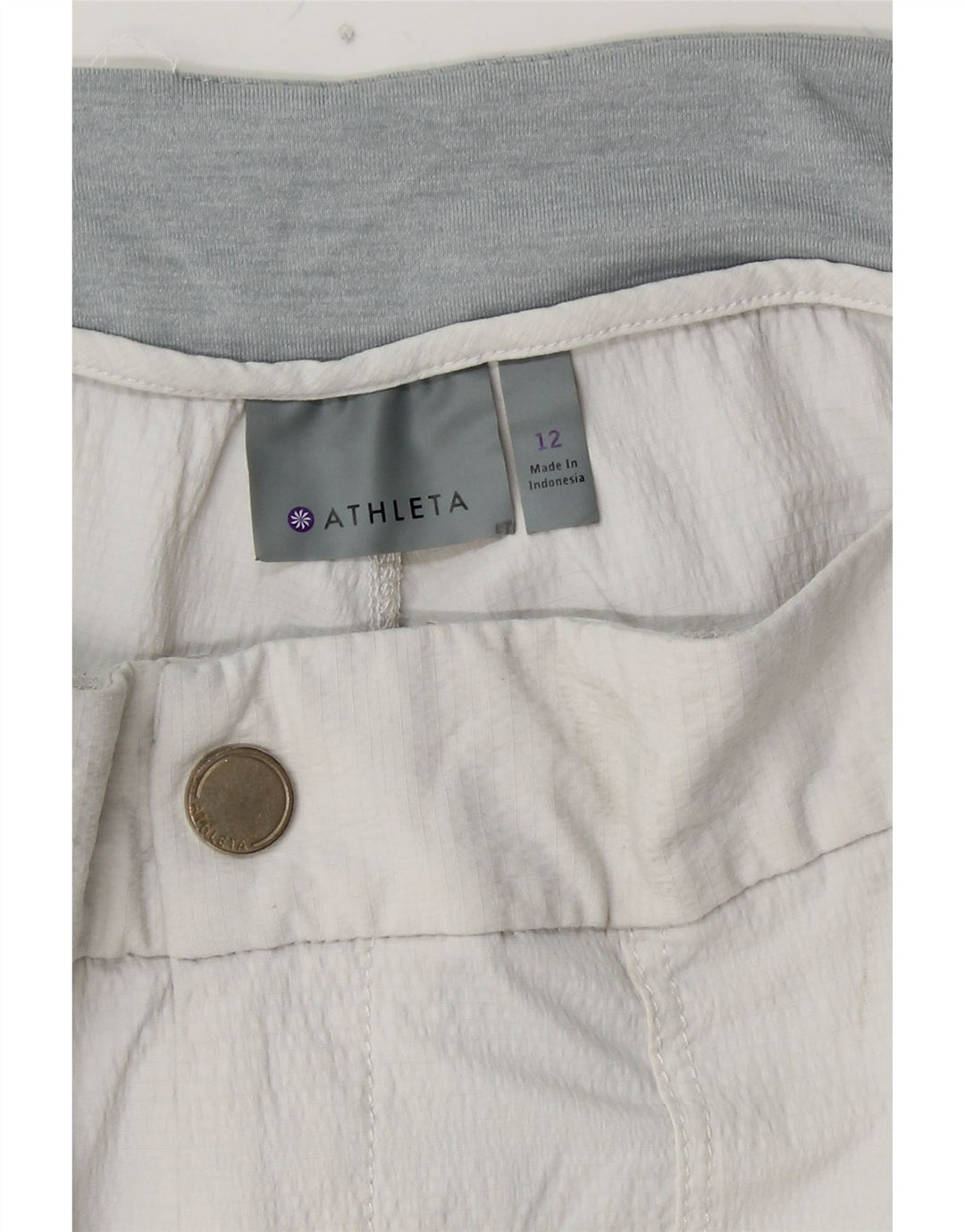 Pantaloni tăiați drept pentru femei ATHLETA US 12 Large W32 L24 Nylon alb