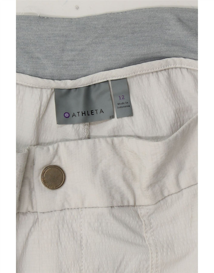 Pantaloni tăiați drept pentru femei ATHLETA US 12 Large W32 L24 Nylon alb