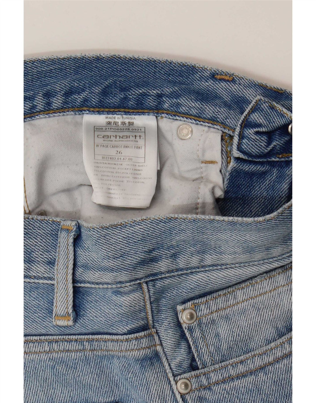 Blugi drepti pentru femei Carhartt W26 L28 Bumbac albastru