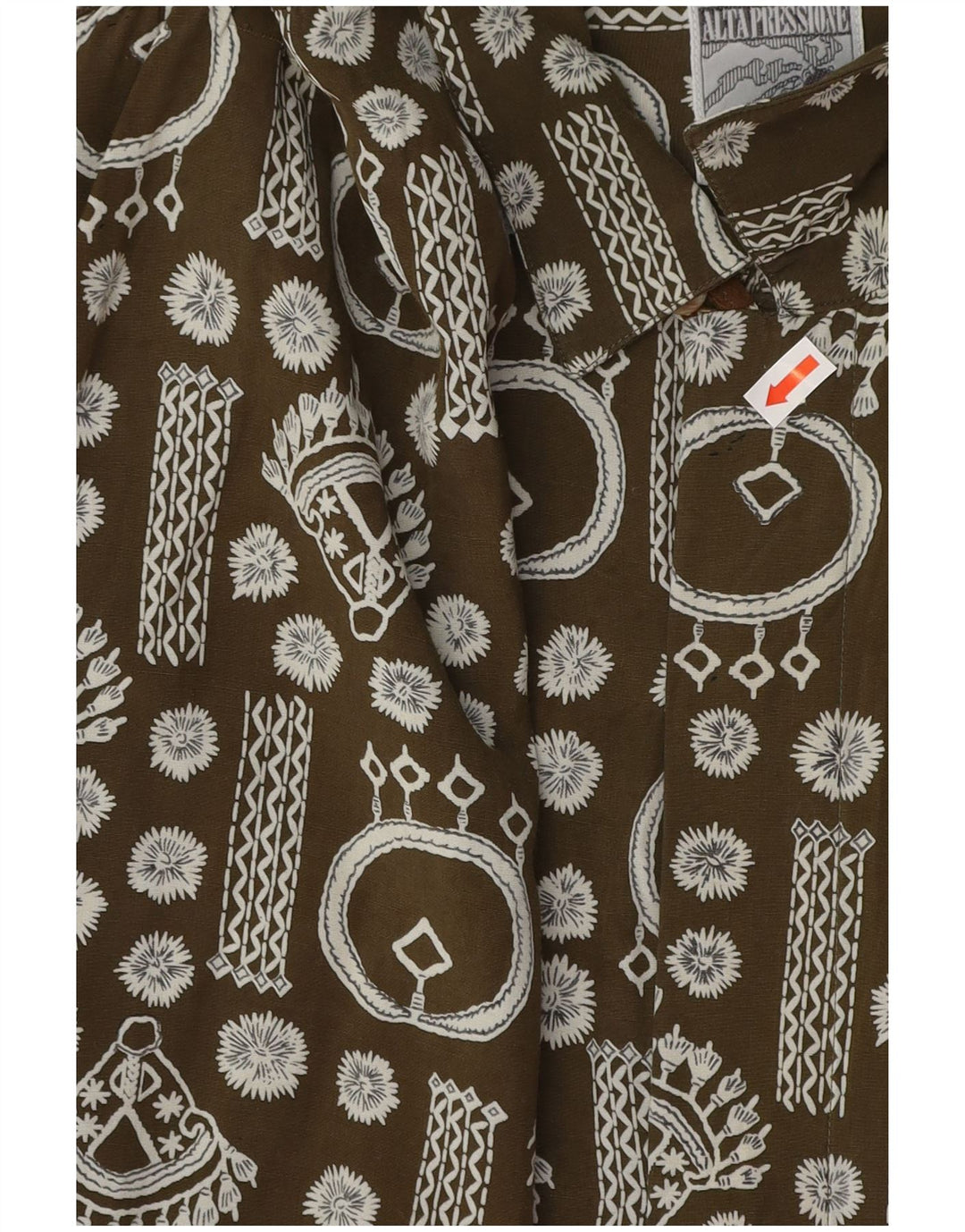 Cămașă cu mânecă scurtă vintage pentru bărbați, cu model abstract, XL kaki