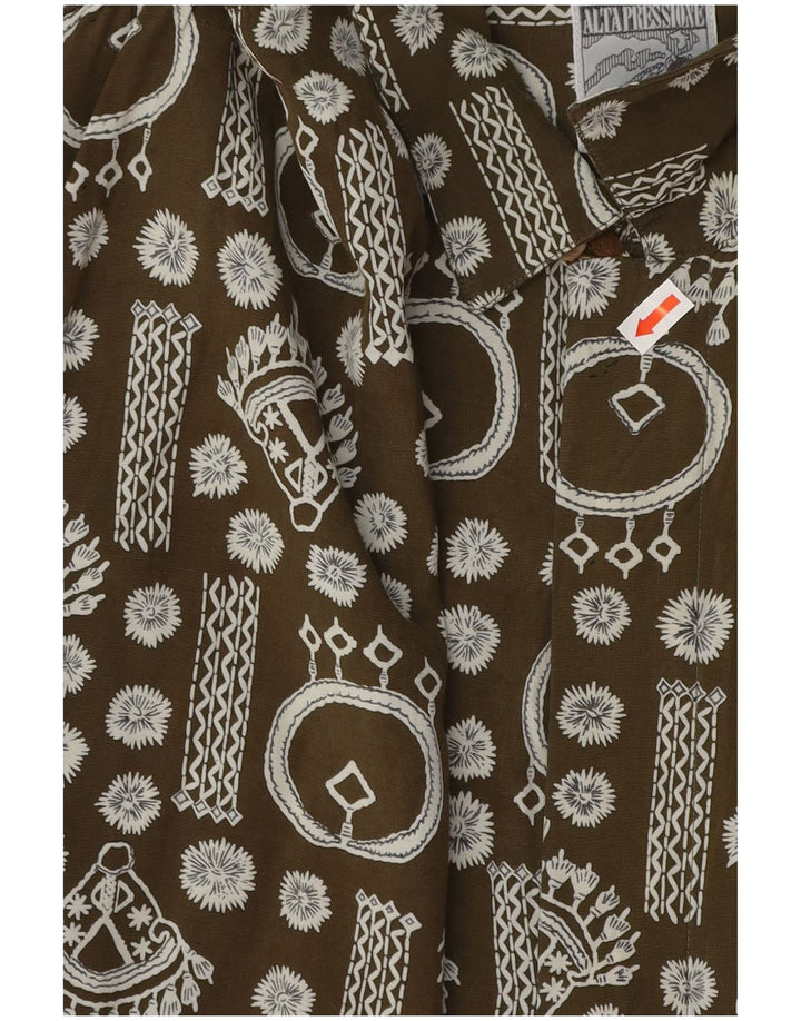 Cămașă cu mânecă scurtă vintage pentru bărbați, cu model abstract, XL kaki