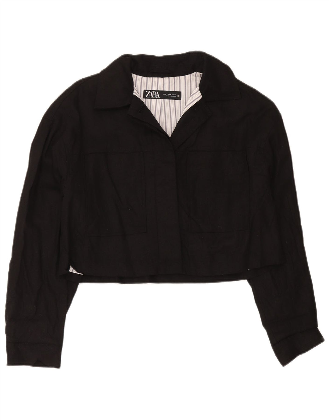 Jachetă Bomber Crop pentru Damă Zara UK 10 Medium Black Viscose