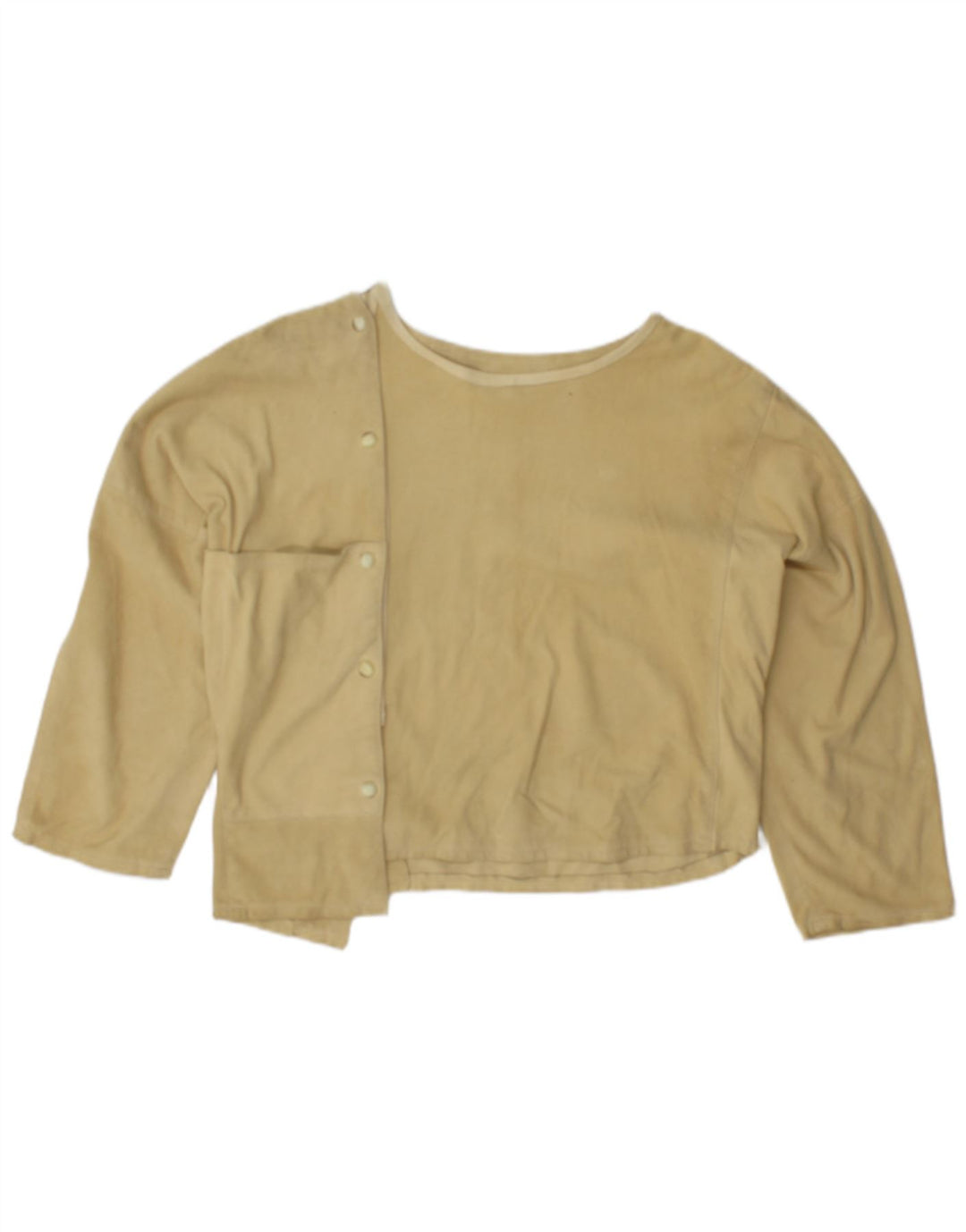 Bluză Vintage pentru femei, supradimensionată, cu mâneci 3/4, din piele intoarsa, EU 38 Galben mediu