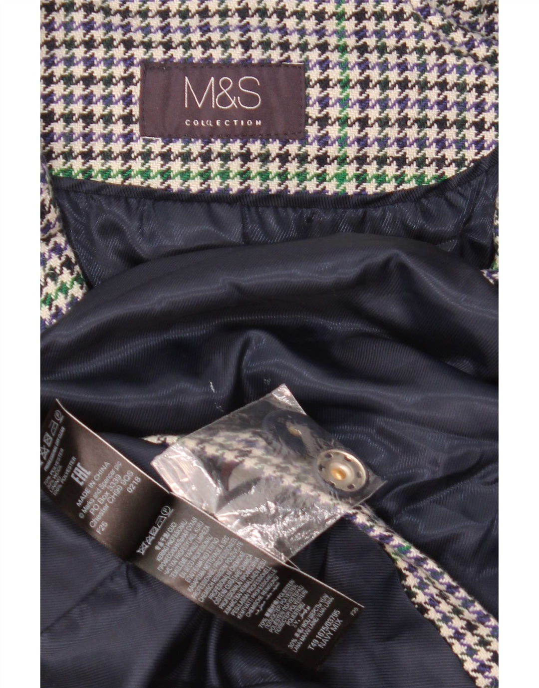 Pardesiu pentru femei Marks & Spencer UK 22 3XL bleumarin poliester picior de gață
