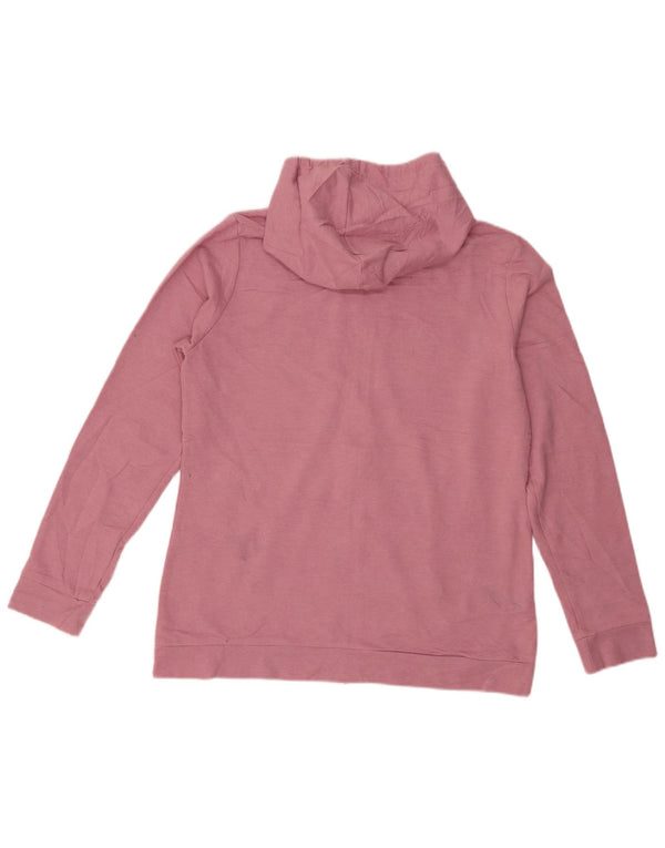 Eddie Bauer Womens Zip Hoodie Sweater UK 14 Medium Pink Cotton