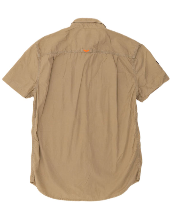 Cămașă Superdry pentru bărbați, cu mânecă scurtă, în formă regulată, mare, bej, bumbac