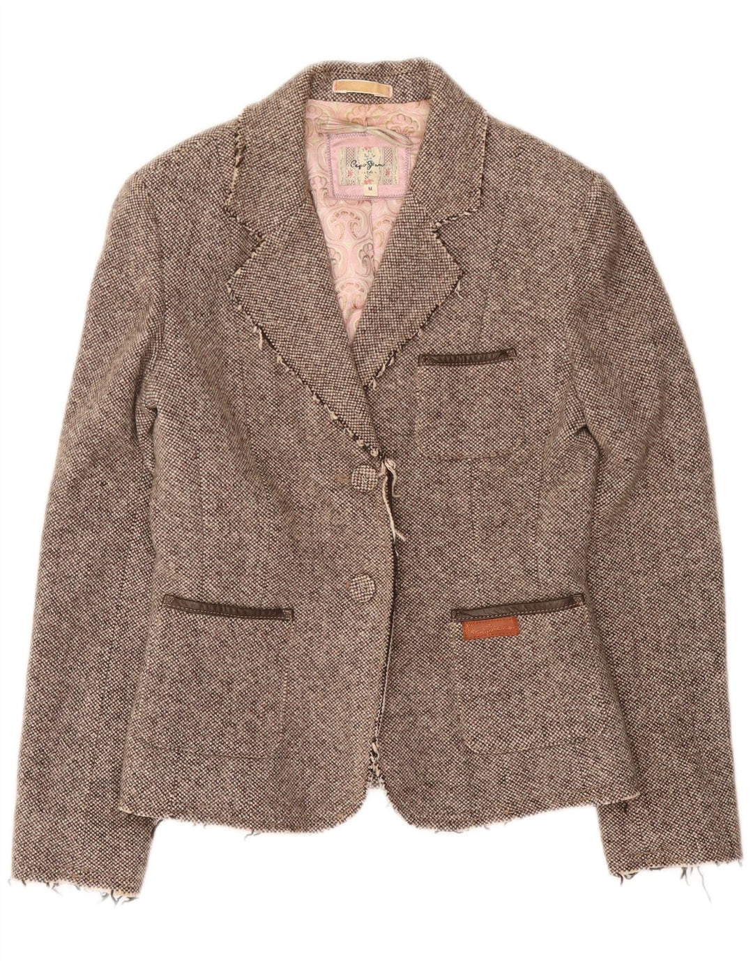 PEPE Jeans Jachetă Blazer pentru femei cu 2 nasturi UK 12 Medium Gri Viscose