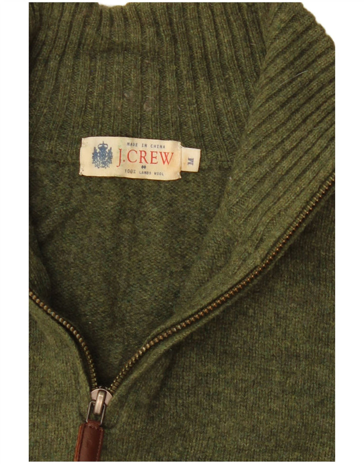 Pulover J. Crew pentru bărbați, cu fermoar și gât, lână verde mediu
