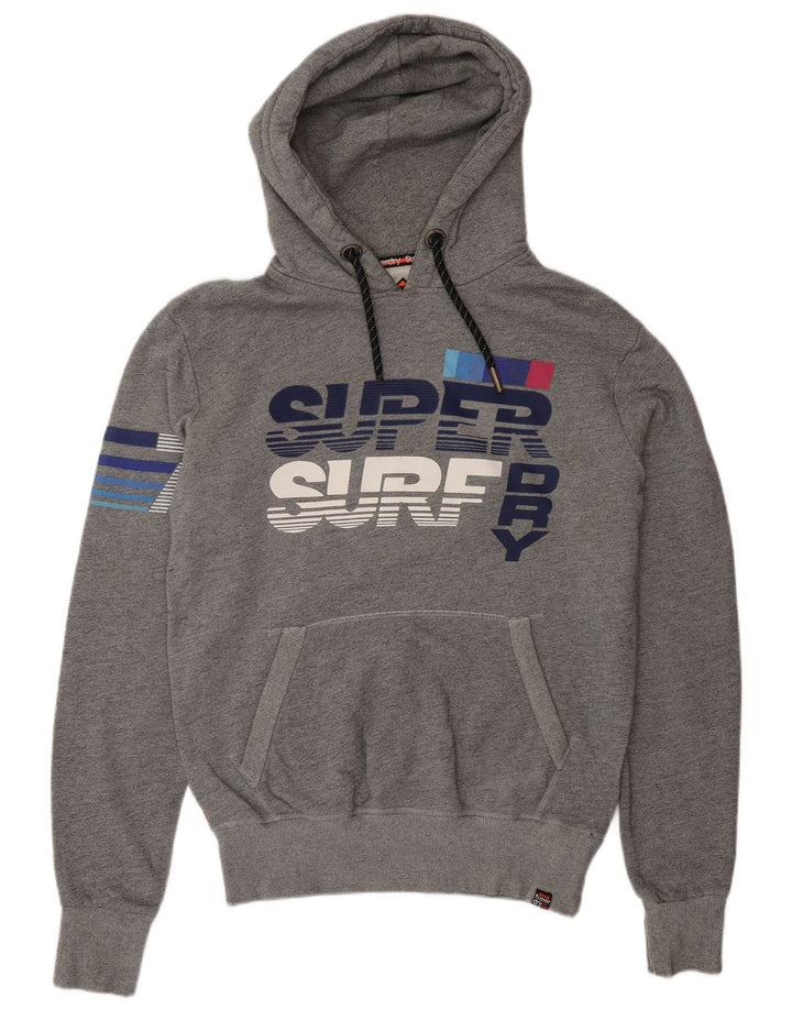 Pulover cu glugă grafic Superdry pentru bărbați, bumbac, gri mediu