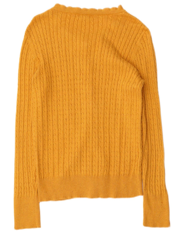 Pulover cardigan pentru femei Eddie Bauer UK 10 Bumbac galben mic