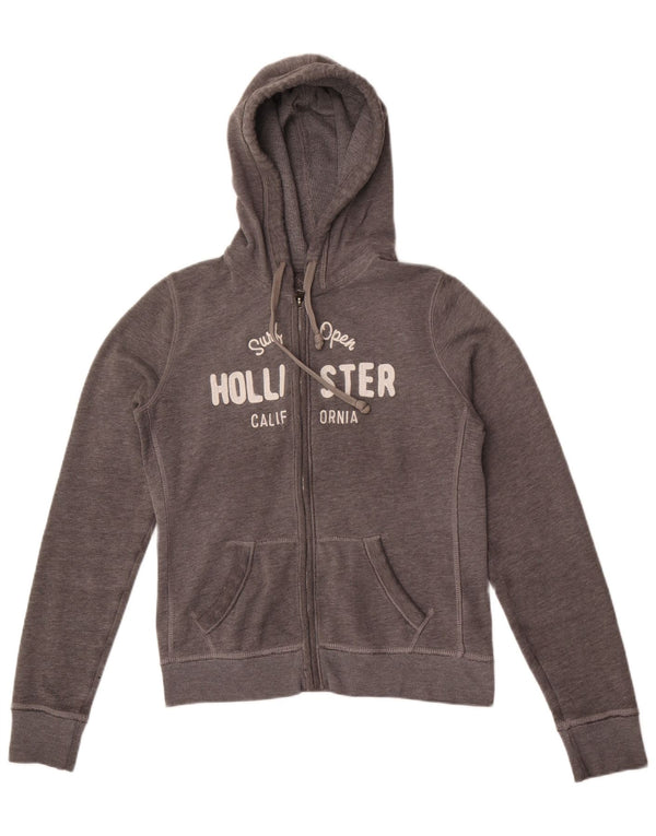 Pulover Hollister Graphic Zip pentru femei UK 14 Medium Grey Flecked