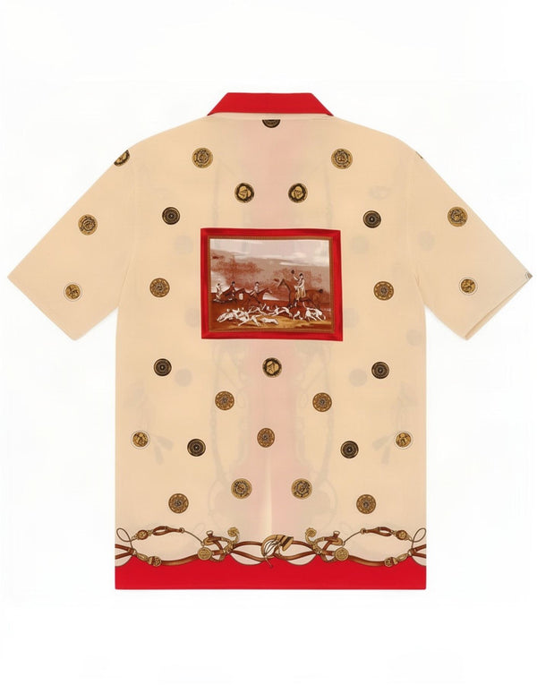 Bluză cu cămașă cu grafică vintage pentru femei UK 14 Medium Off White Colorblock
