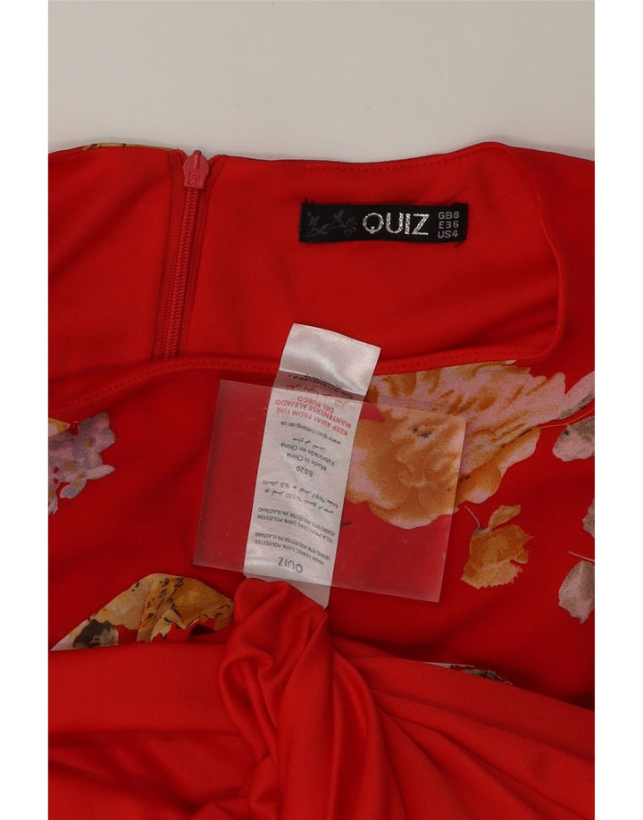QUIZ Womens Asymmetric Maxi Dress UK 8 Small Red Floral Polyester Vintage Quiz and Second-Hand Quiz from Messina Hembry 