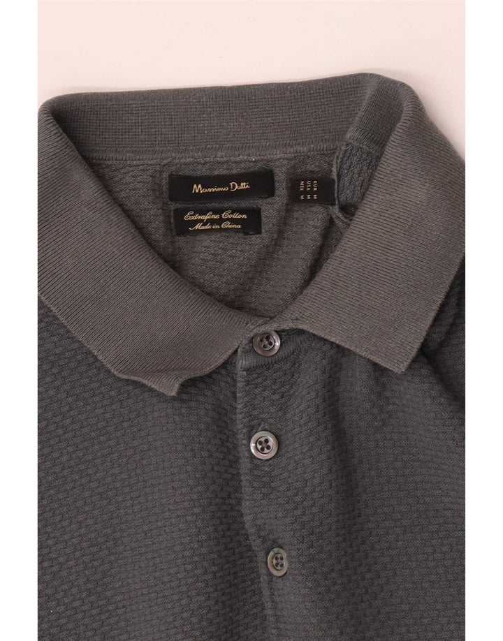 Tricou polo Massimo Dutti pentru bărbați, bumbac gri mediu