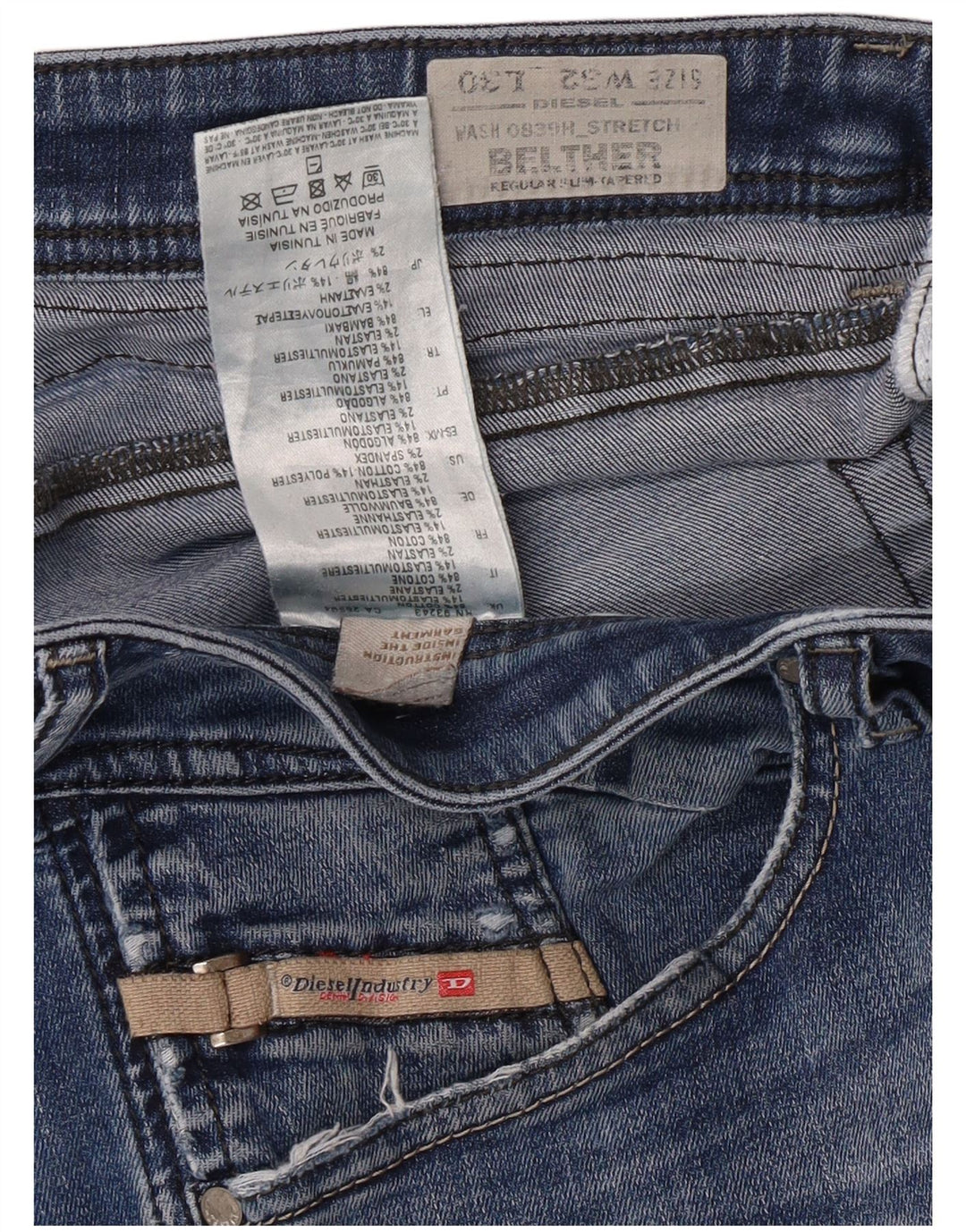 Diesel pentru femei Belther Regular Slim Fit Tapered Jeans W32 L30 Blue Bumbac