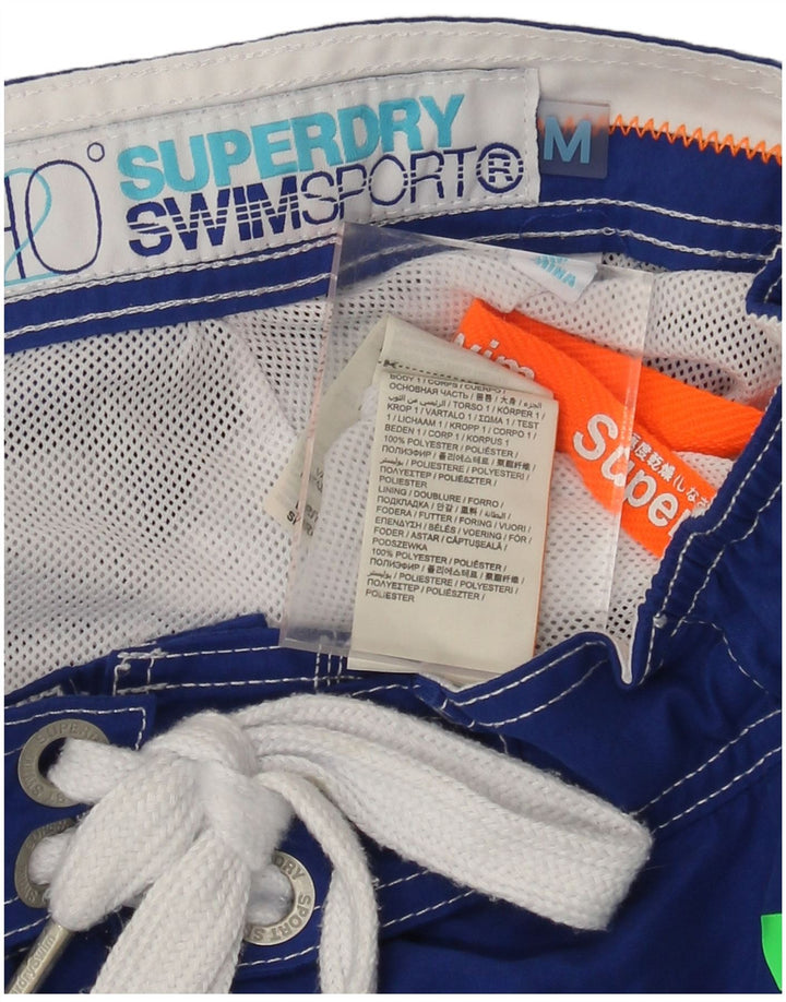 Pantaloni scurți de înot grafic Superdry pentru bărbați, poliester albastru mediu