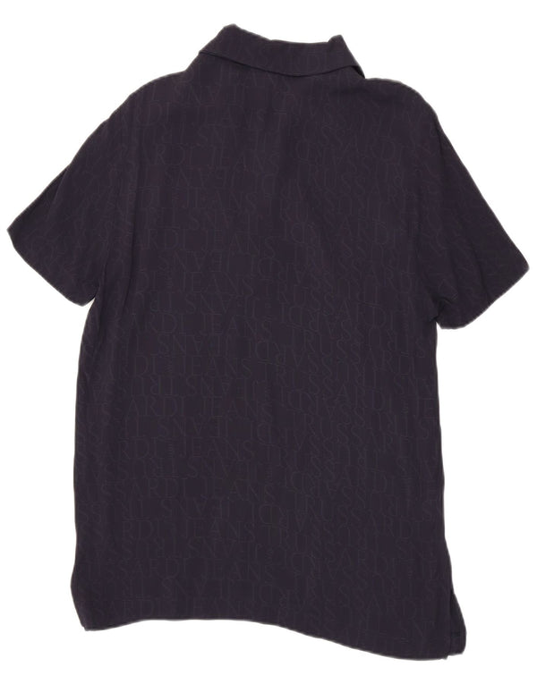 Trussardi Jeans Tricou polo cu grafică pentru femei UK 14 mare, bleumarin, viscoză