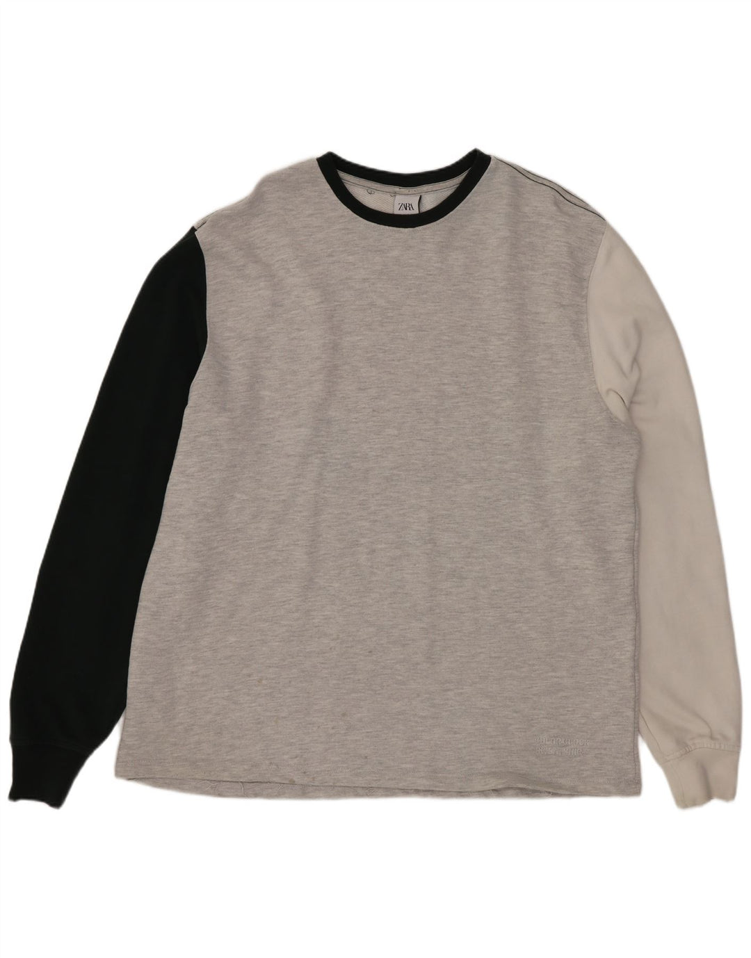 Pulover pentru bărbați Zara XL, bumbac color bloc, gri