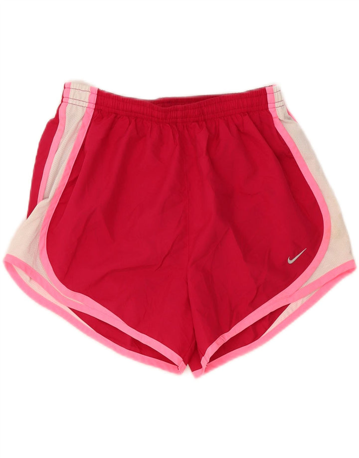 Pantaloni scurti sport NIKE Dri Fit pentru femei UK 10, roșu, poliester color bloc