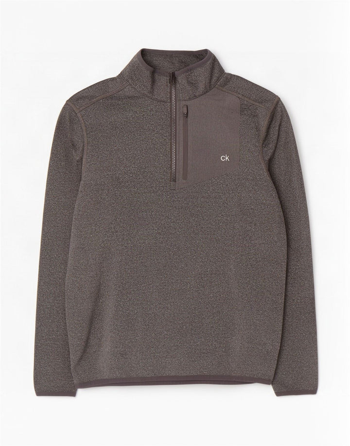 Trening Calvin Klein pentru bărbați, cu fermoar și gât, cu pulover, mic, gri, pete